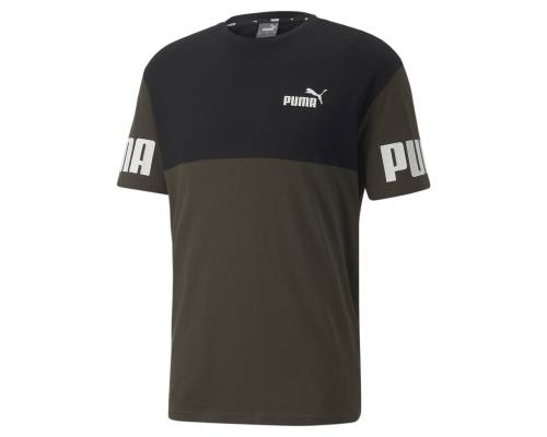 T-shirt Puma Power Colorblock Vert / Noir