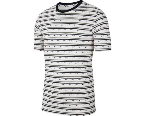 T-shirt Nike Sportswear Club Stripe Blanc / Gris / Noir
