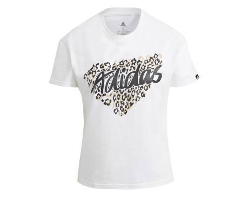 T-shirt Adidas Leopard Graphic Blanc Femme