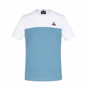 T-shirt Le Coq Sportif Bat Blanc / Bleu Enfant